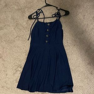 Speechless Navy Spaghetti Strap Tied Dress Medium